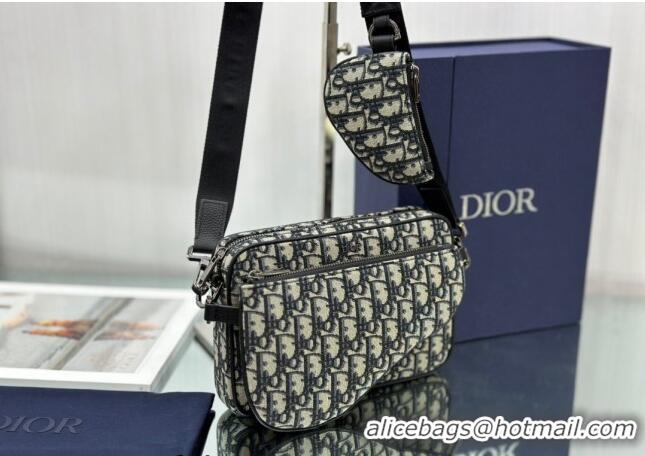 Promotional Dior Saddle Triple Pouch in Oblique Jacquard CD3102 Beige and Black 2023