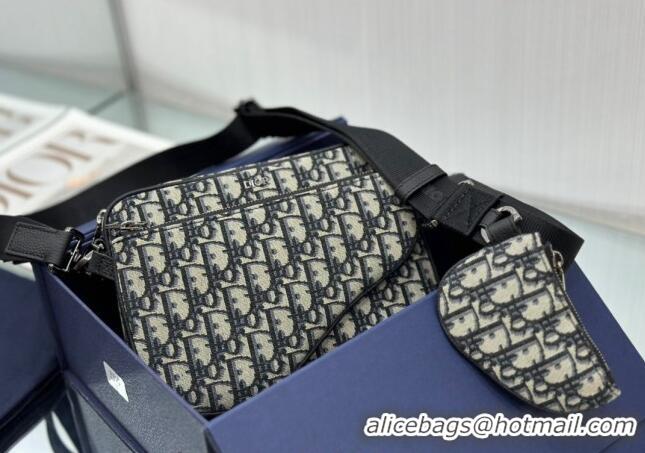 Promotional Dior Saddle Triple Pouch in Oblique Jacquard CD3102 Beige and Black 2023