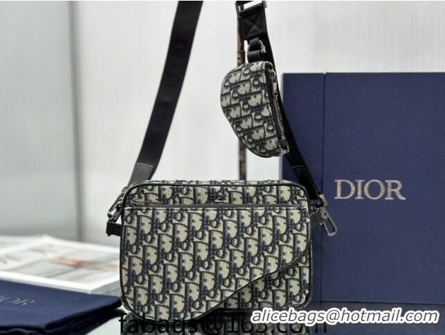 Promotional Dior Saddle Triple Pouch in Oblique Jacquard CD3102 Beige and Black 2023