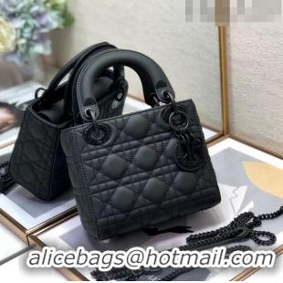 Buy Fashionable Dior Mini Lady Dior Bag in Black Ultramatte Cannage Calfskin CD6901 2023