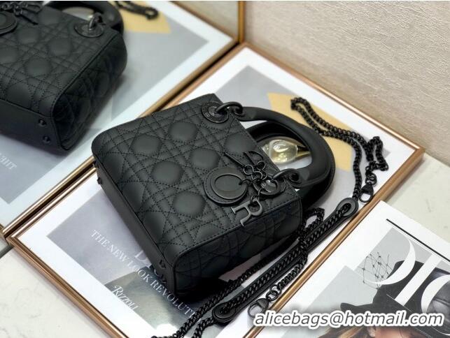 Buy Fashionable Dior Mini Lady Dior Bag in Black Ultramatte Cannage Calfskin CD6901 2023