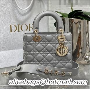 New Design Dior Small Lady Dior My ABCDior Bag in Cannage Lambskin CD6901 Grey 2023