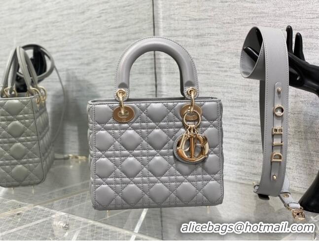 New Design Dior Small Lady Dior My ABCDior Bag in Cannage Lambskin CD6901 Grey 2023