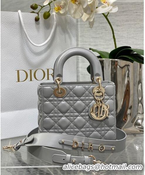 New Design Dior Small Lady Dior My ABCDior Bag in Cannage Lambskin CD6901 Grey 2023