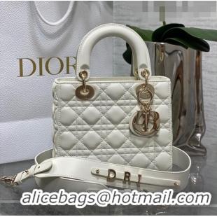 Inexpensive Dior Small Lady Dior My ABCDior Bag in Cannage Lambskin CD6901 White 2023