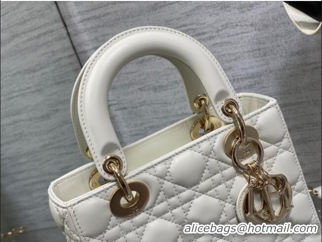 Inexpensive Dior Small Lady Dior My ABCDior Bag in Cannage Lambskin CD6901 White 2023