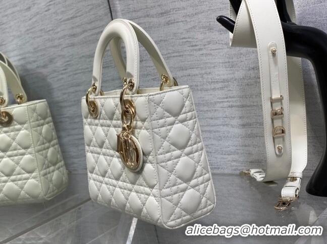 Inexpensive Dior Small Lady Dior My ABCDior Bag in Cannage Lambskin CD6901 White 2023