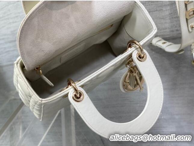 Inexpensive Dior Small Lady Dior My ABCDior Bag in Cannage Lambskin CD6901 White 2023