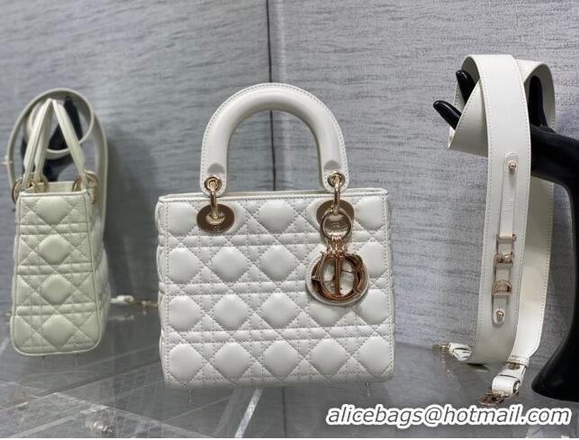 Inexpensive Dior Small Lady Dior My ABCDior Bag in Cannage Lambskin CD6901 White 2023