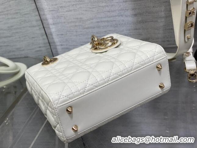 Inexpensive Dior Small Lady Dior My ABCDior Bag in Cannage Lambskin CD6901 White 2023