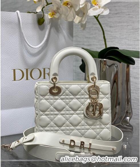 Inexpensive Dior Small Lady Dior My ABCDior Bag in Cannage Lambskin CD6901 White 2023