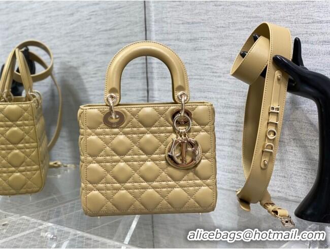 New Fashion Dior Small Lady Dior My ABCDior Bag in Apricot Cannage Lambskin CD6901 Apricot 2023