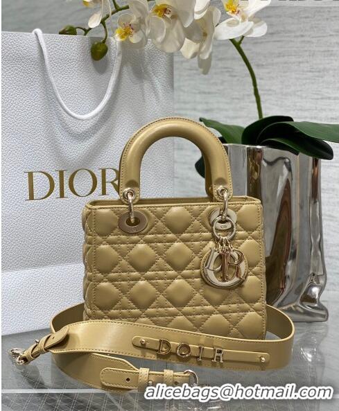 New Fashion Dior Small Lady Dior My ABCDior Bag in Apricot Cannage Lambskin CD6901 Apricot 2023