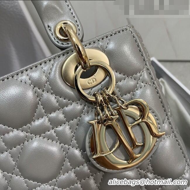 Low Price Dior Small Lady Dior My ABCDior Bag in Cannage Lambskin CD6901 Pearl Grey 2023