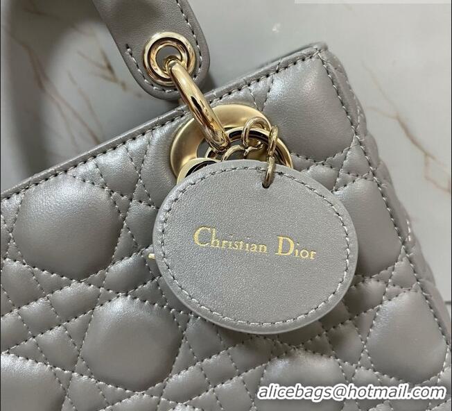 Low Price Dior Small Lady Dior My ABCDior Bag in Cannage Lambskin CD6901 Pearl Grey 2023