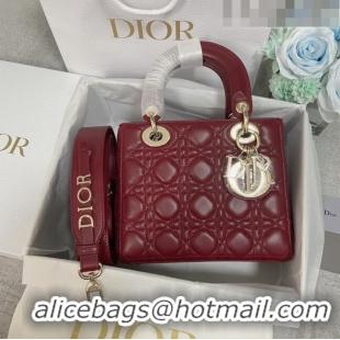 Most Popular Dior Small Lady Dior My ABCDior Bag in Cannage Lambskin CD6901 Burgundy 2023