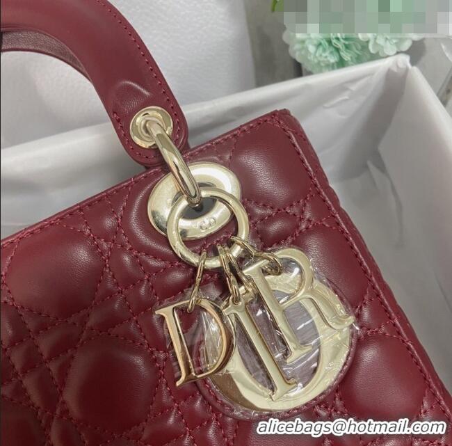 Most Popular Dior Small Lady Dior My ABCDior Bag in Cannage Lambskin CD6901 Burgundy 2023