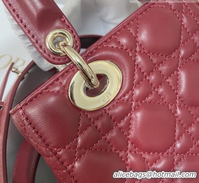 Most Popular Dior Small Lady Dior My ABCDior Bag in Cannage Lambskin CD6901 Burgundy 2023