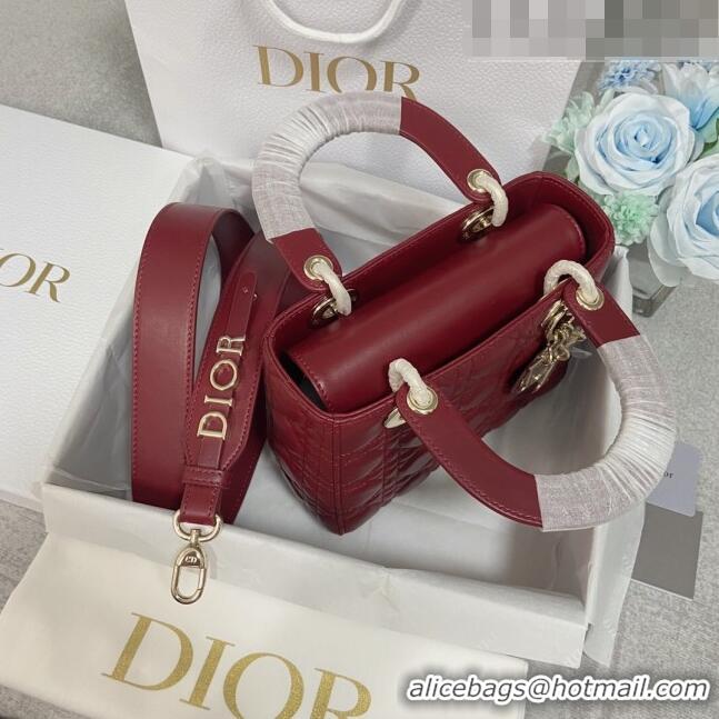 Most Popular Dior Small Lady Dior My ABCDior Bag in Cannage Lambskin CD6901 Burgundy 2023