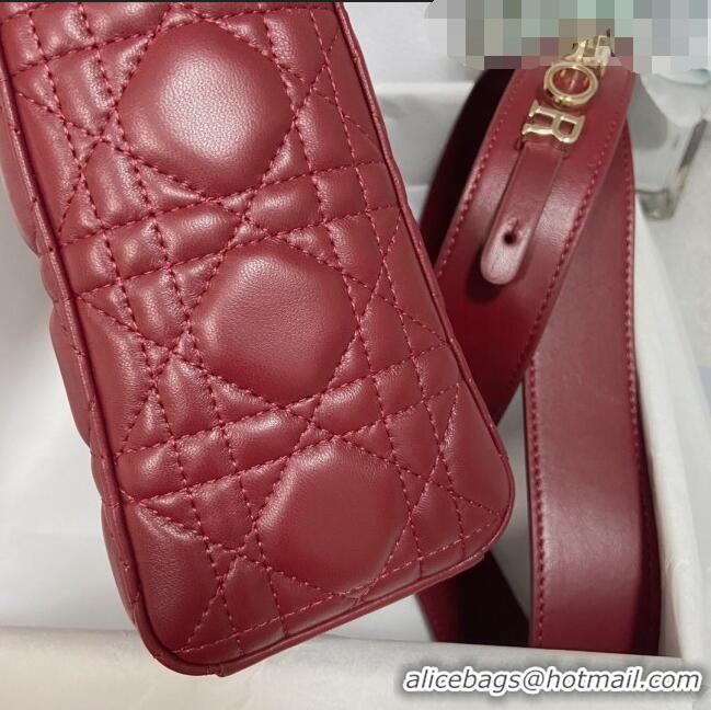 Most Popular Dior Small Lady Dior My ABCDior Bag in Cannage Lambskin CD6901 Burgundy 2023