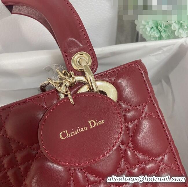 Most Popular Dior Small Lady Dior My ABCDior Bag in Cannage Lambskin CD6901 Burgundy 2023