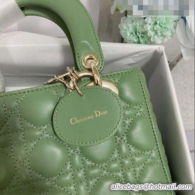 Discount Dior Small Lady Dior My ABCDior Bag in Cannage Lambskin CD6901 Green Gold 2023