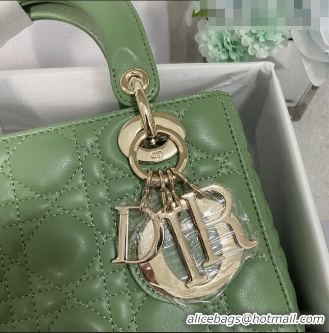 Discount Dior Small Lady Dior My ABCDior Bag in Cannage Lambskin CD6901 Green Gold 2023