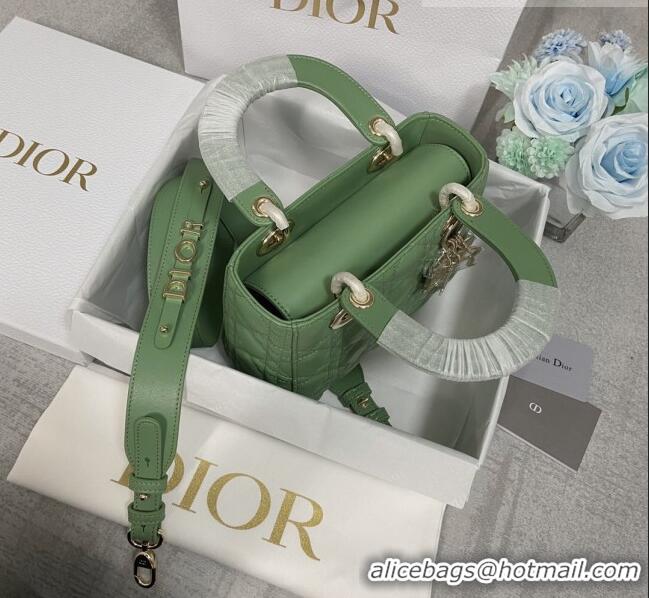 Discount Dior Small Lady Dior My ABCDior Bag in Cannage Lambskin CD6901 Green Gold 2023