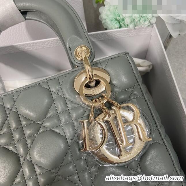 Top Quality Dior Small Lady Dior My ABCDior Bag in Cannage Lambskin CD6901 Stone Grey/Pink Gold 2023