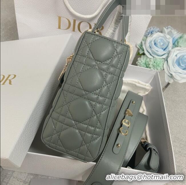 Top Quality Dior Small Lady Dior My ABCDior Bag in Cannage Lambskin CD6901 Stone Grey/Pink Gold 2023