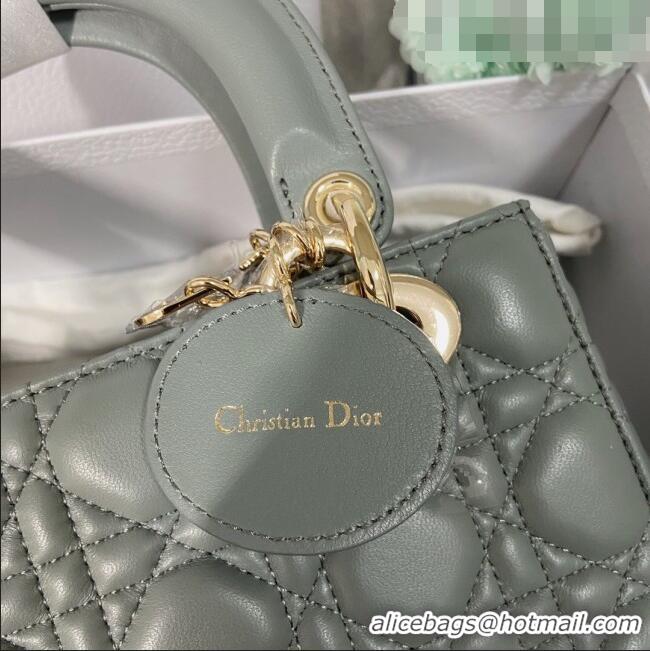 Top Quality Dior Small Lady Dior My ABCDior Bag in Cannage Lambskin CD6901 Stone Grey/Pink Gold 2023