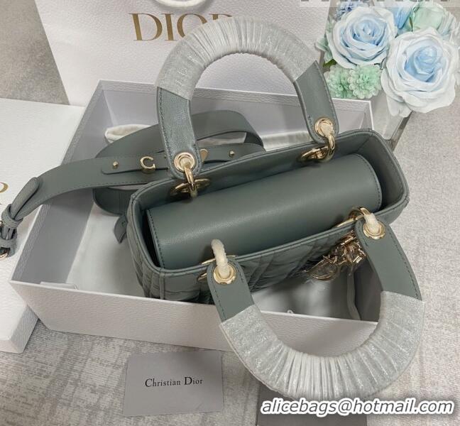 Top Quality Dior Small Lady Dior My ABCDior Bag in Cannage Lambskin CD6901 Stone Grey/Pink Gold 2023