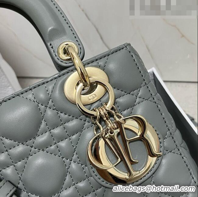 Well Crafted Dior Small Lady Dior My ABCDior Bag in Cannage Lambskin CD6901 Stone Grey/Light Gold 2023