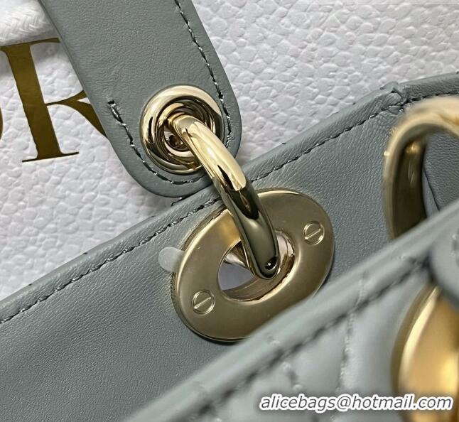 Well Crafted Dior Small Lady Dior My ABCDior Bag in Cannage Lambskin CD6901 Stone Grey/Light Gold 2023