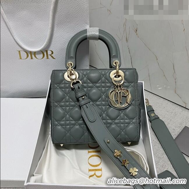 Well Crafted Dior Small Lady Dior My ABCDior Bag in Cannage Lambskin CD6901 Stone Grey/Light Gold 2023