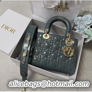 Shop Grade Dior Small Lady Dior My ABCDior Bag in Patent Leather CD6902 Bluish Grey 2023