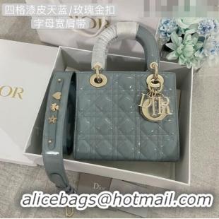 Good Looking Dior Small Lady Dior My ABCDior Bag in Patent Leather CD6902 Sky Blue 2023