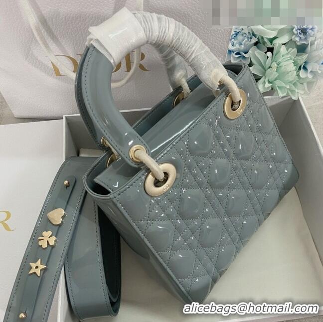 Good Looking Dior Small Lady Dior My ABCDior Bag in Patent Leather CD6902 Sky Blue 2023