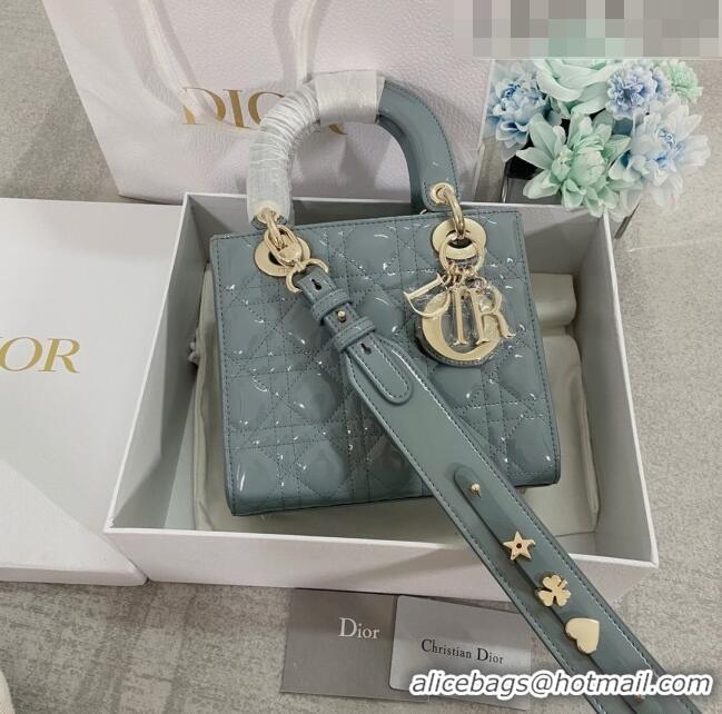 Good Looking Dior Small Lady Dior My ABCDior Bag in Patent Leather CD6902 Sky Blue 2023