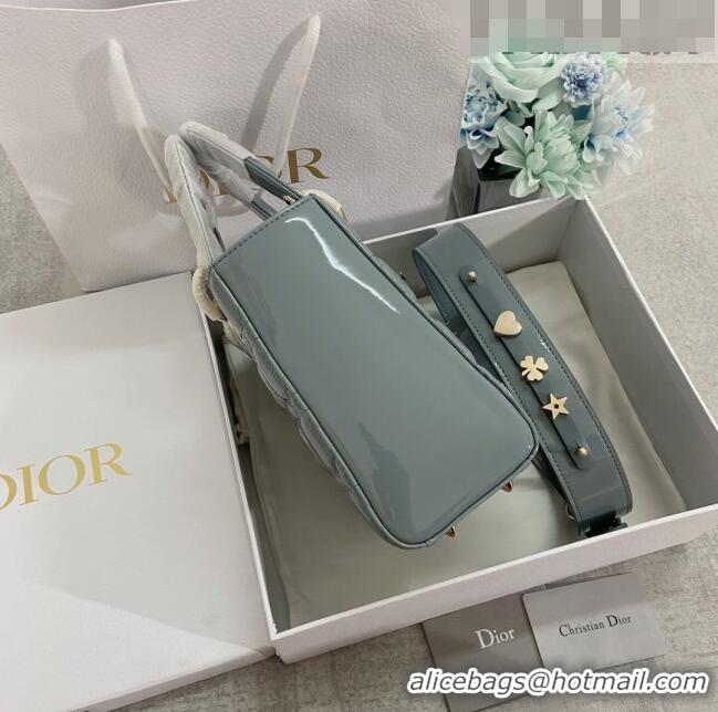 Good Looking Dior Small Lady Dior My ABCDior Bag in Patent Leather CD6902 Sky Blue 2023