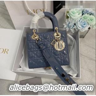 Pretty Style Dior Small Lady Dior My ABCDior Bag in Patent Leather CD6902 Denim Blue 2023