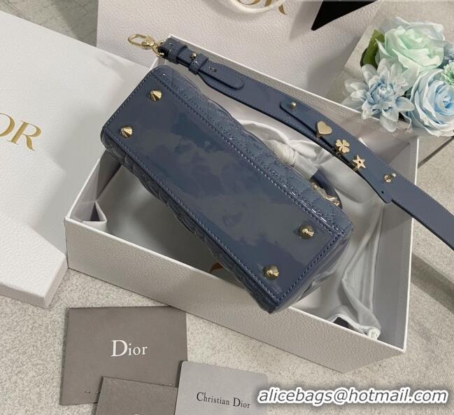 Pretty Style Dior Small Lady Dior My ABCDior Bag in Patent Leather CD6902 Denim Blue 2023