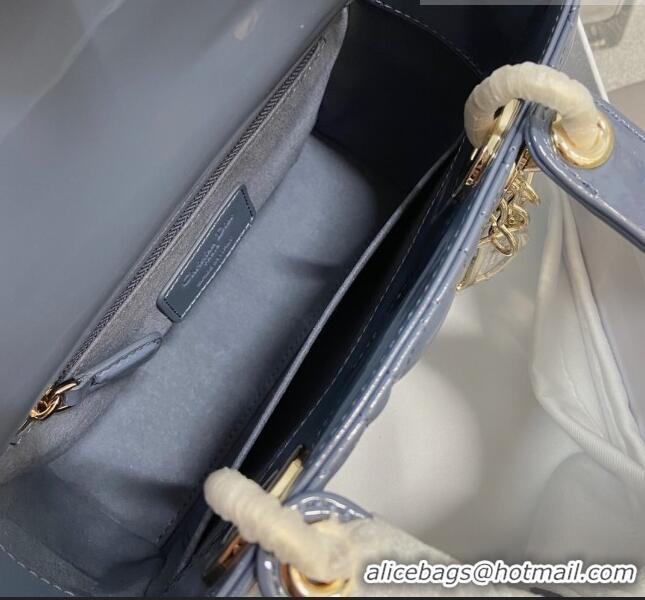 Pretty Style Dior Small Lady Dior My ABCDior Bag in Patent Leather CD6902 Denim Blue 2023