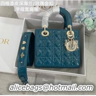 Good Looking Dior Small Lady Dior My ABCDior Bag in Patent Leather CD6902 Ocean Blue 2023