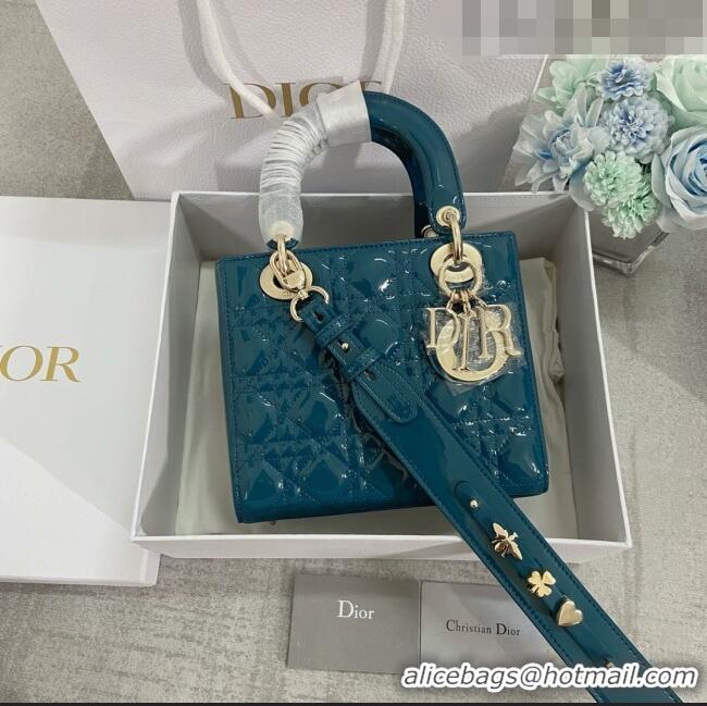 Good Looking Dior Small Lady Dior My ABCDior Bag in Patent Leather CD6902 Ocean Blue 2023