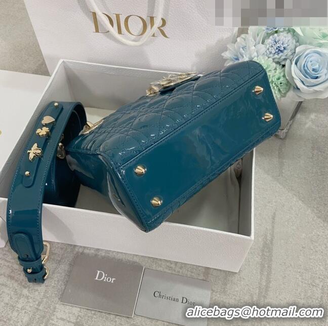 Good Looking Dior Small Lady Dior My ABCDior Bag in Patent Leather CD6902 Ocean Blue 2023