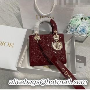 Good Taste Dior Small Lady Dior My ABCDior Bag in Patent Leather CD6902 Burgundy 2023