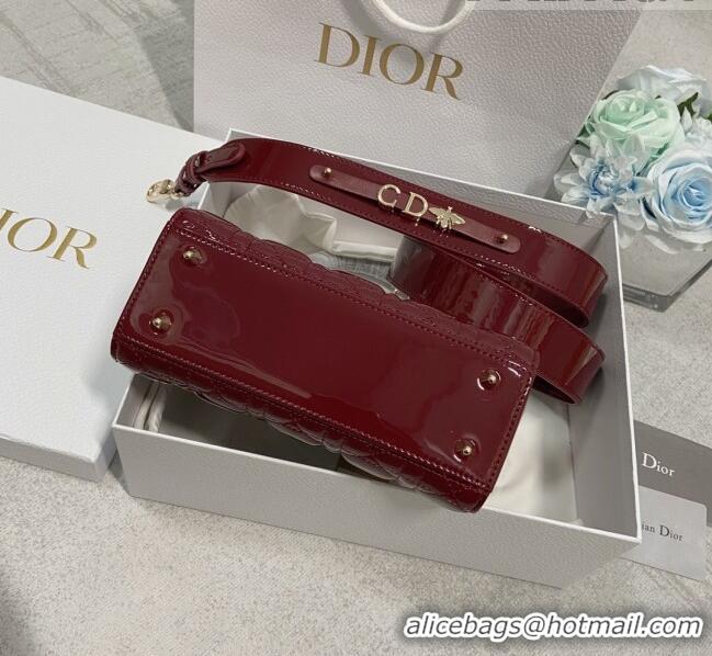 Good Taste Dior Small Lady Dior My ABCDior Bag in Patent Leather CD6902 Burgundy 2023