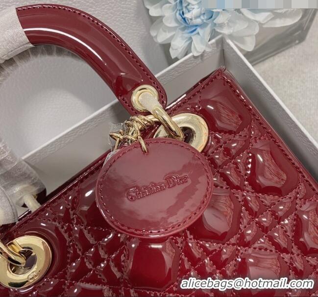 Good Taste Dior Small Lady Dior My ABCDior Bag in Patent Leather CD6902 Burgundy 2023