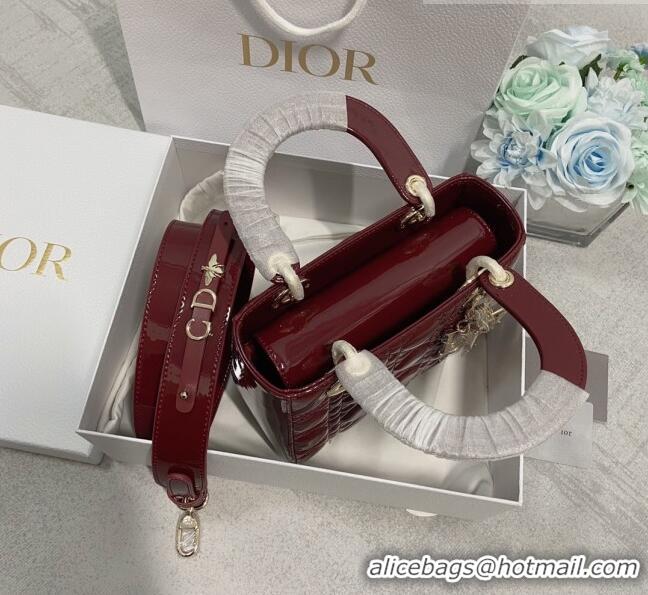 Good Taste Dior Small Lady Dior My ABCDior Bag in Patent Leather CD6902 Burgundy 2023